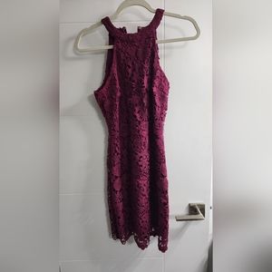 Lulus Burgundy Lace Mini Dress – Size Small, Cocktail, Wedding Guest, Party